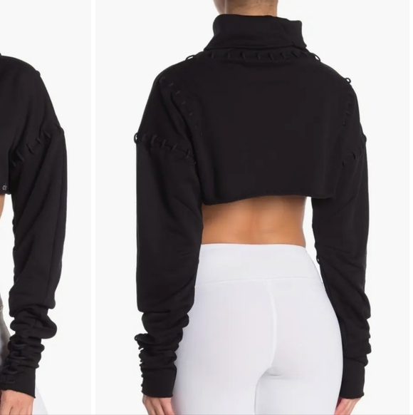 ALO Yoga Light Gray Cropped Turtleneck Sweater - Picture 2 of 6